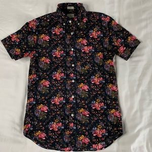 J Crew Short Sleeve Cotton Button Down XS Slim Floral Print